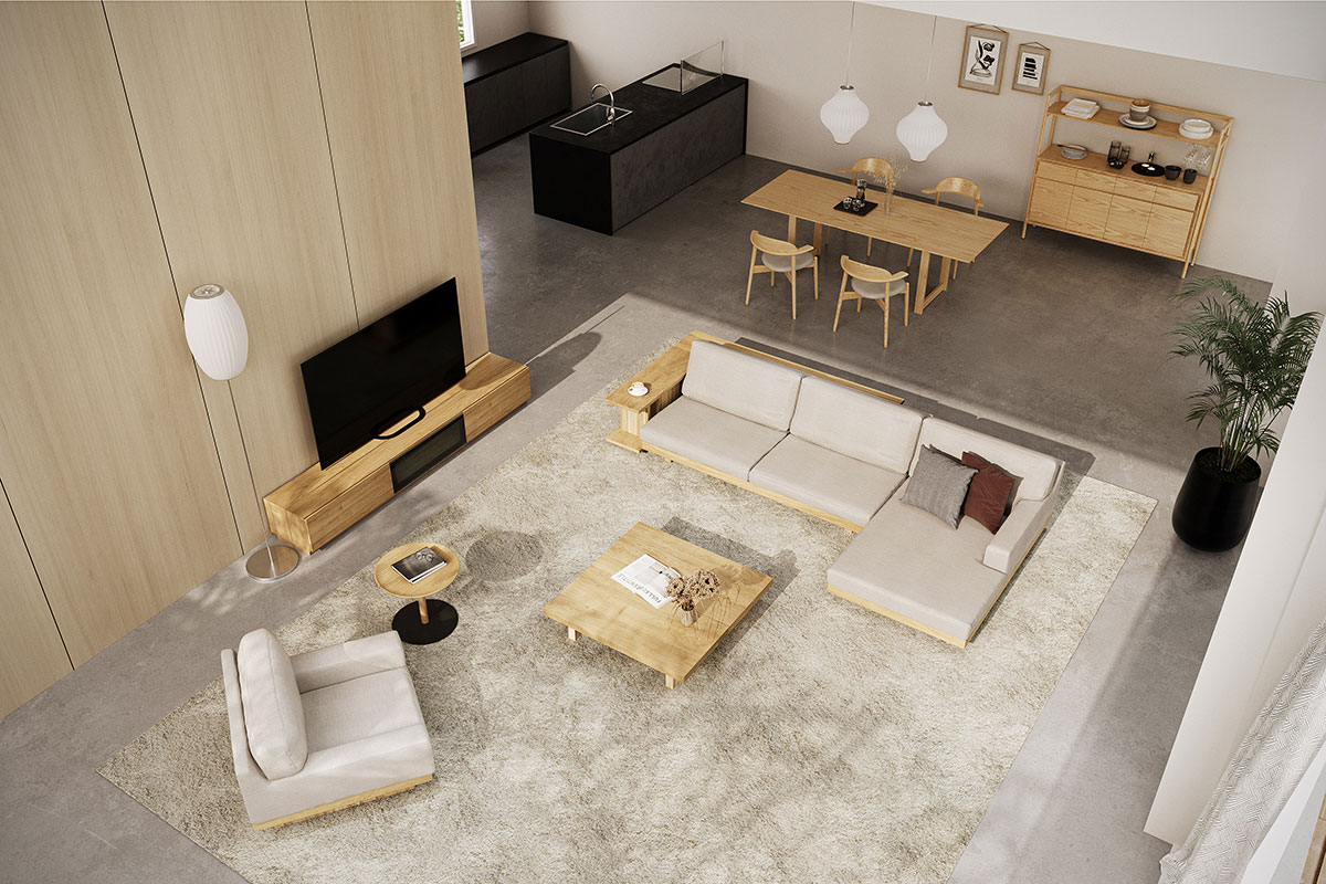 DANISH LOW LIVING TABLE W120cm x D45cm x H25cm