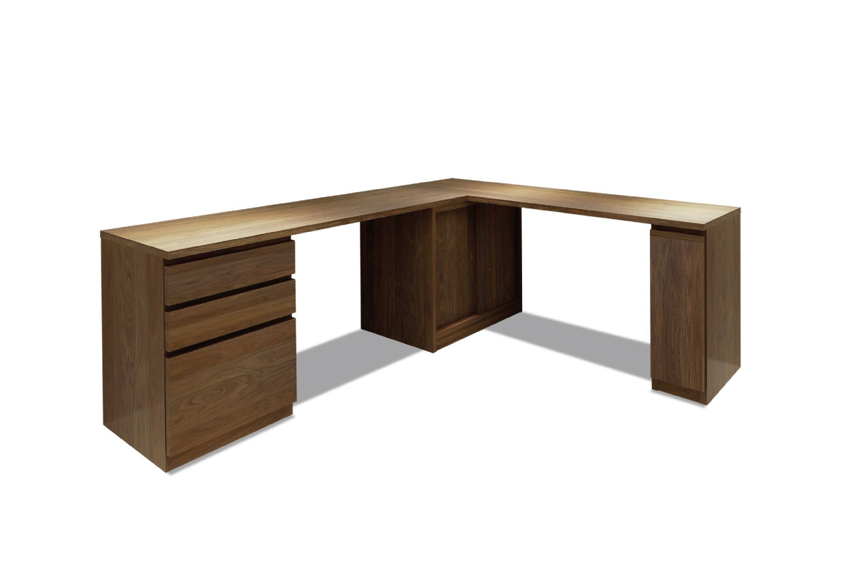 NOTE SYSTEM DESK SET 天板150+サイドトップ140.2+ドロワーズ45+キャビネット20右開き+コーナースライド